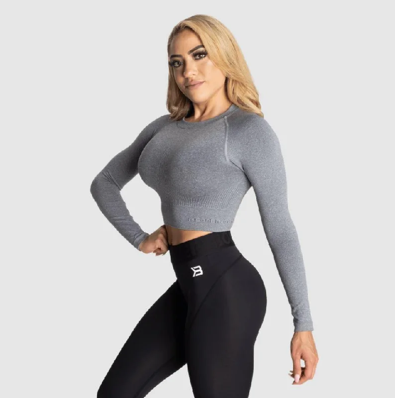 Better Bodies Rib Seamless Crop LS - Grey Melange