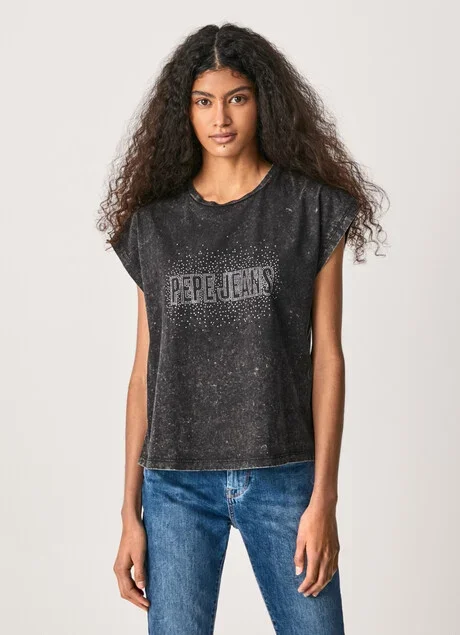 Pepe Jeans T-shirt con logo Decorato Bon PL505141 999 black