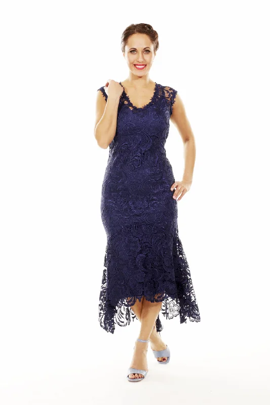 Barika Dress with Slip - Navy