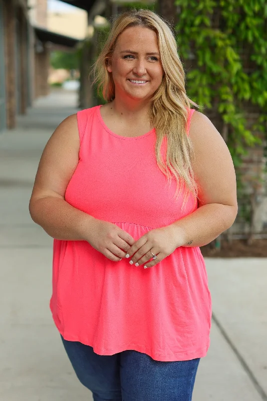 Renee Ruffle Tank - Neon Pink