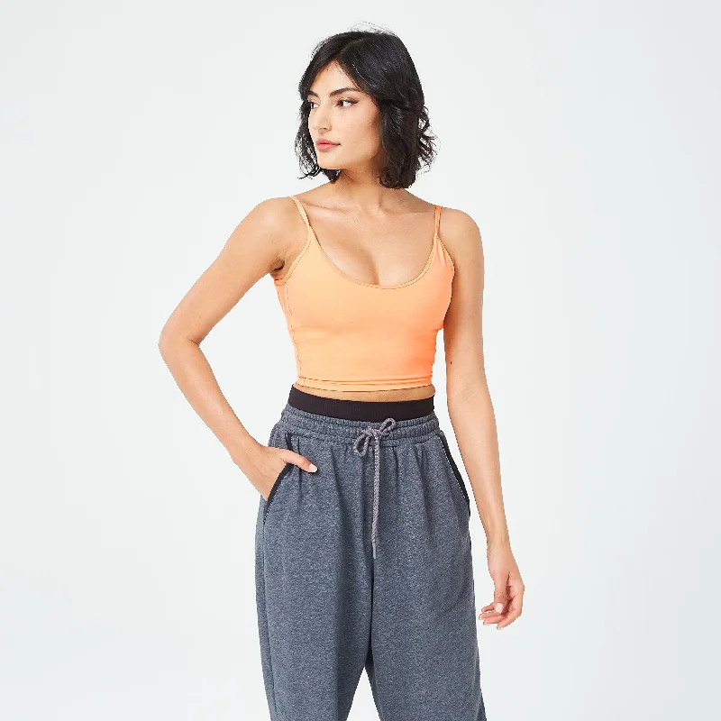 Retrograde Longline Bra Top - Orange Chiffon Marl