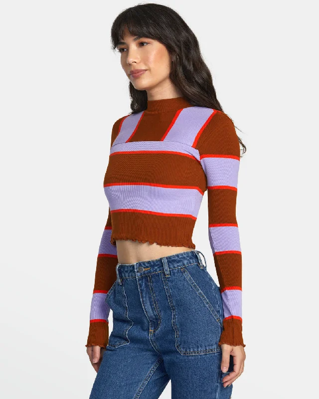 Saved Long Sleeve Long Sleeve Crop Top - Caramel