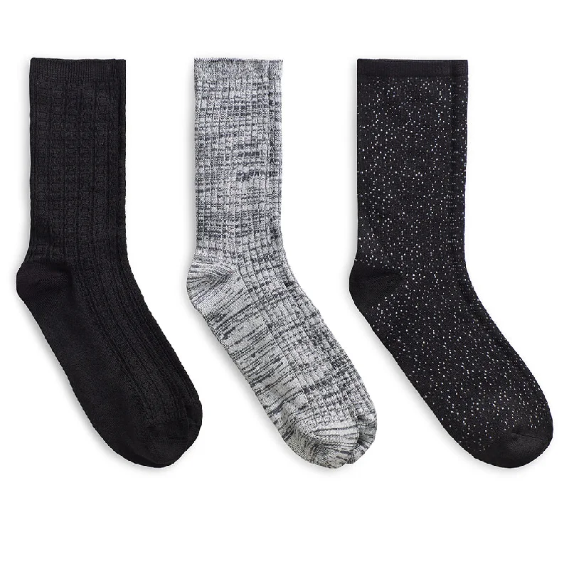 Scattered Birdseye/Tuck Stitch/Spacedye Crew Sock 3 Pack