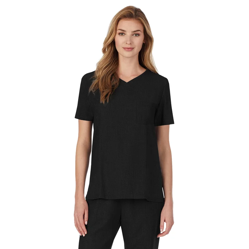 Womens Scrub V-Neck Top with Chest Pocket