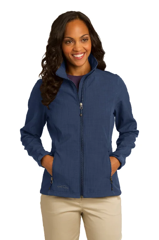 Eddie Bauer Womens Shaded Crosshatch Wind & Water Resistant Full Zip Jacket - Blue