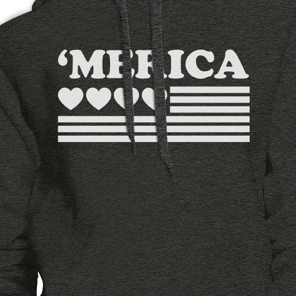 Heart 'Merica Unique American Flag Design Dark Grey Gift Hoodie