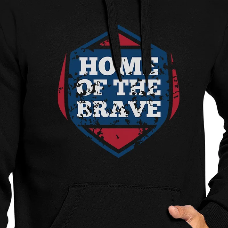 Home Of The Brave Unisex Graphic Hoodie Black Crewneck Pullover Top