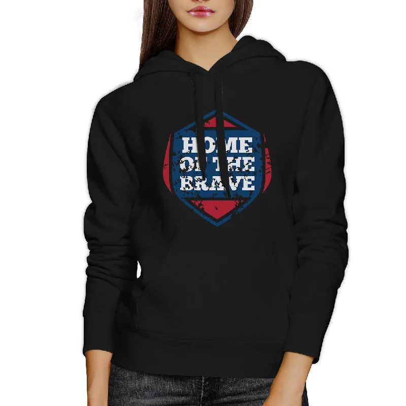 Home Of The Brave Unisex Graphic Hoodie Black Crewneck Pullover Top