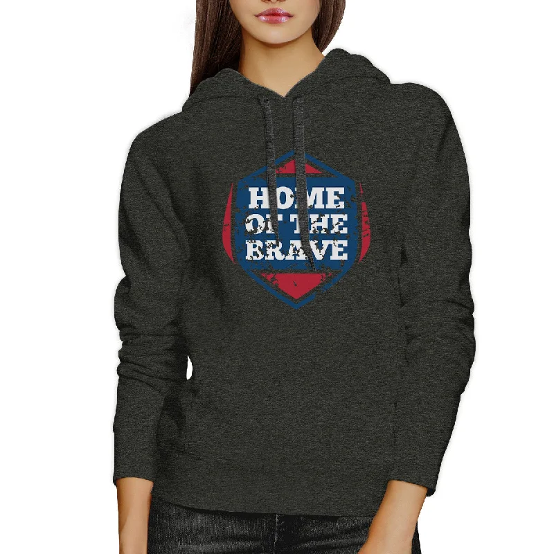 Home Of The Brave Unisex Graphic Hoodie Dark Grey Crewneck Pullover