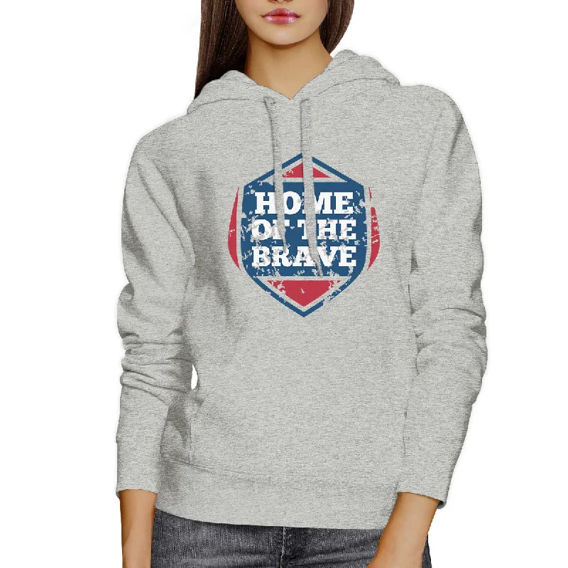 Home Of The Brave Unisex Graphic Hoodie Gray Crewneck Pullover Top