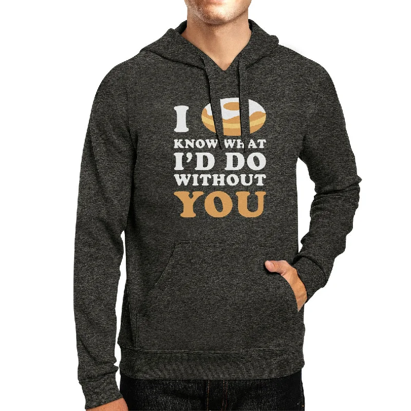 I Doughnut Know Unisex Dark Grey Cute Hoodie Fleece Simple Design