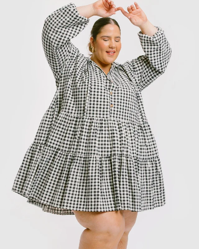 Avalon Smock Dress | Black Gingham