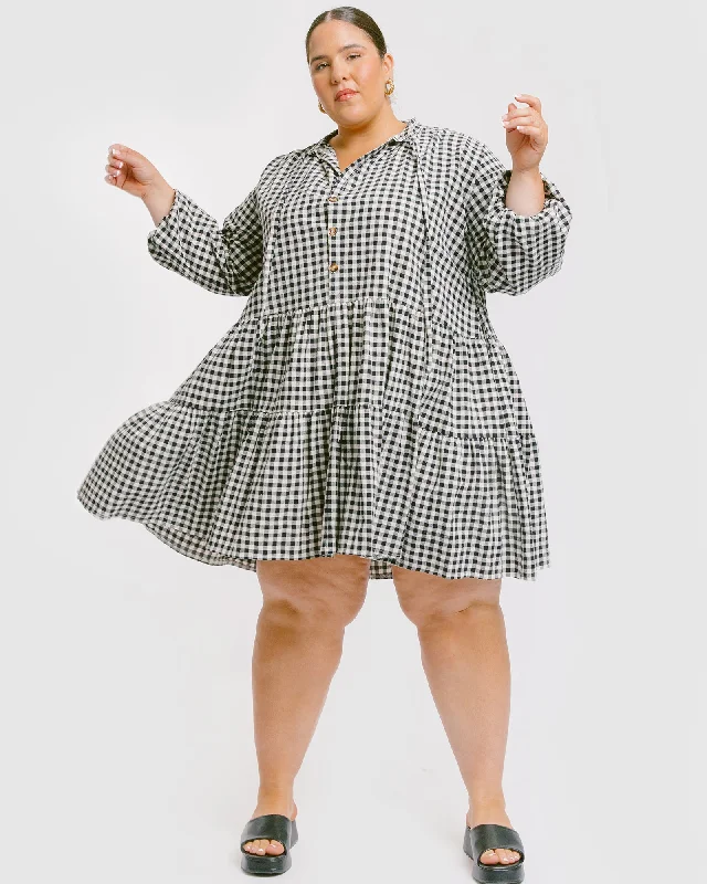 Avalon Smock Dress | Black Gingham