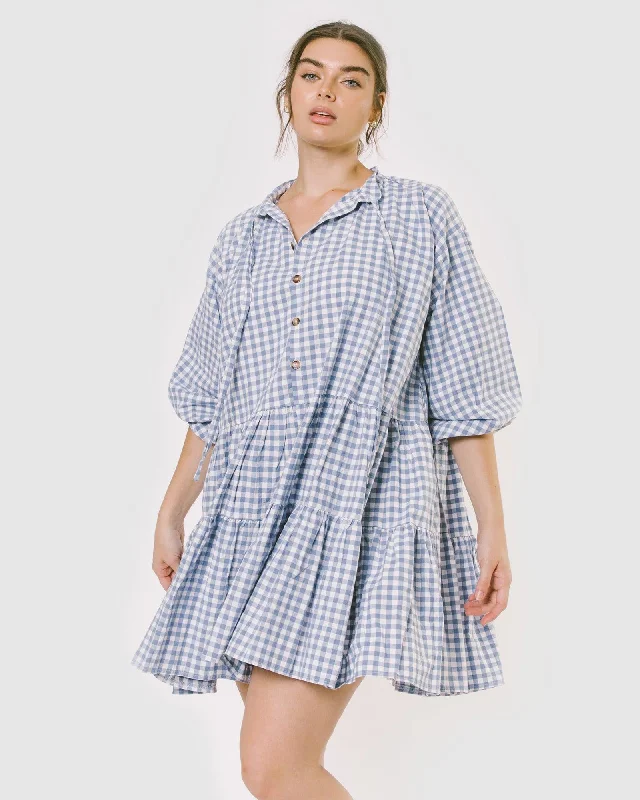 Avalon Smock Dress | Blue Gingham