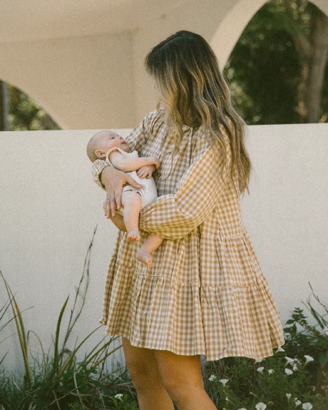 Avalon Smock Dress | Caramel Gingham