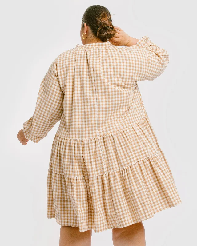 Avalon Smock Dress | Caramel Gingham