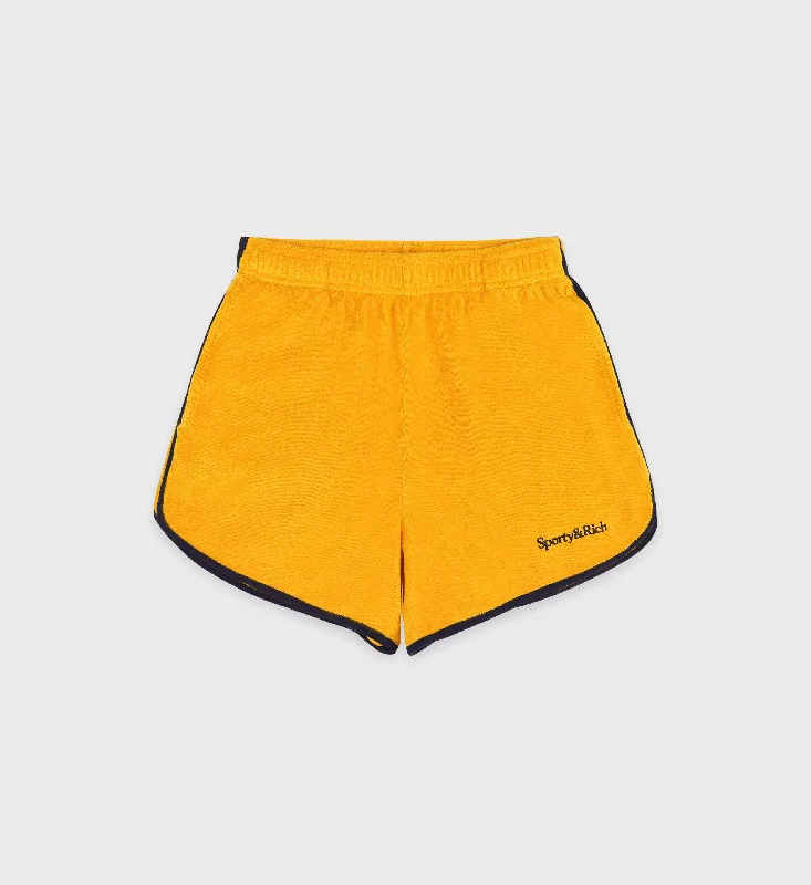 Serif Logo Terry Short - Gold/Navy