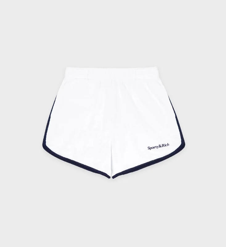 Serif Logo Terry Short - White/Navy