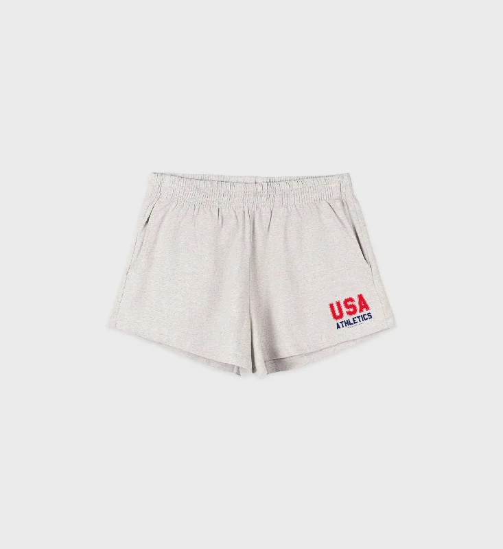 USA Athletics Disco Short - Heather Gray/Navy/Sports Red