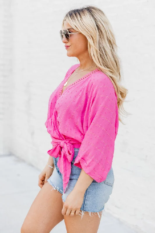 As You Wish Pink Short Sleeve Wrap Blouse FINAL SALE