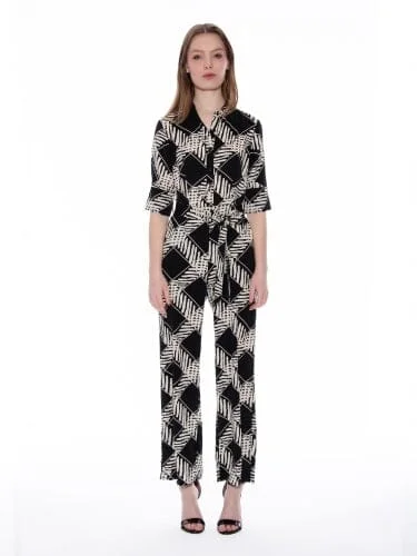 Criss-Cross Patterned Waist tie Jumpsuit