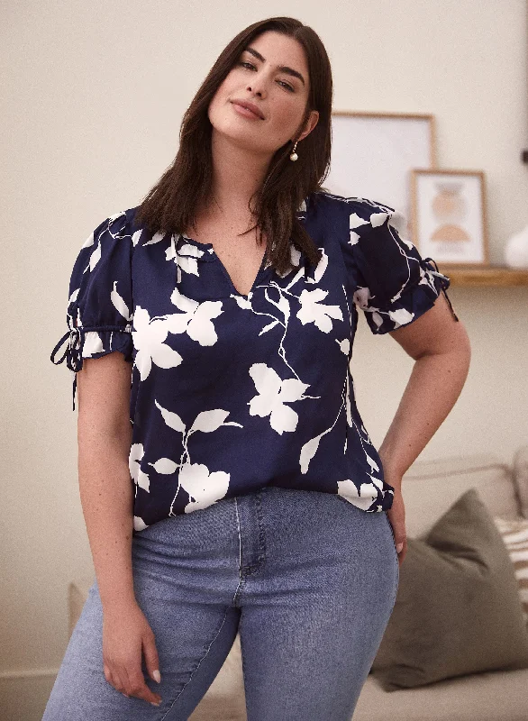 Floral Print Satin Blouse