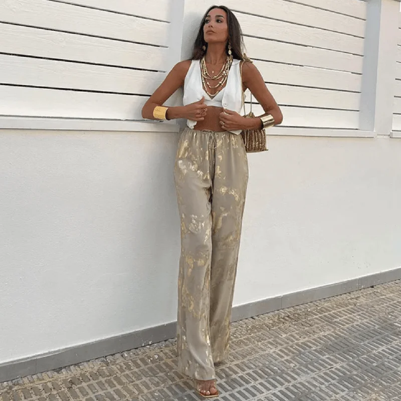 Golden Hour Drawstring Wide Leg Pants