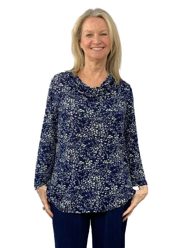 La Cera Lucerne Floral Cowl Neck Top