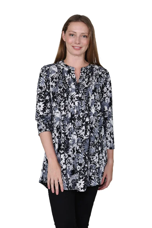 La Cera Midnight Blooms Print Tunic