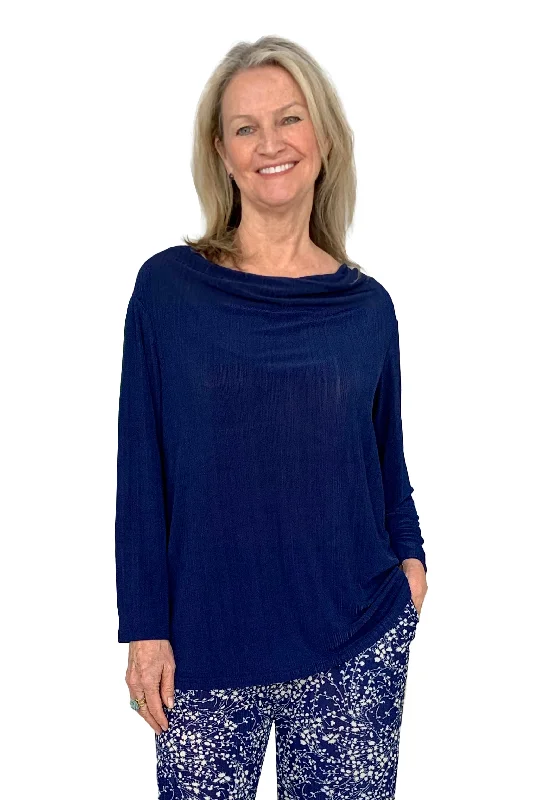 La Cera Solid Cowl Neck Top