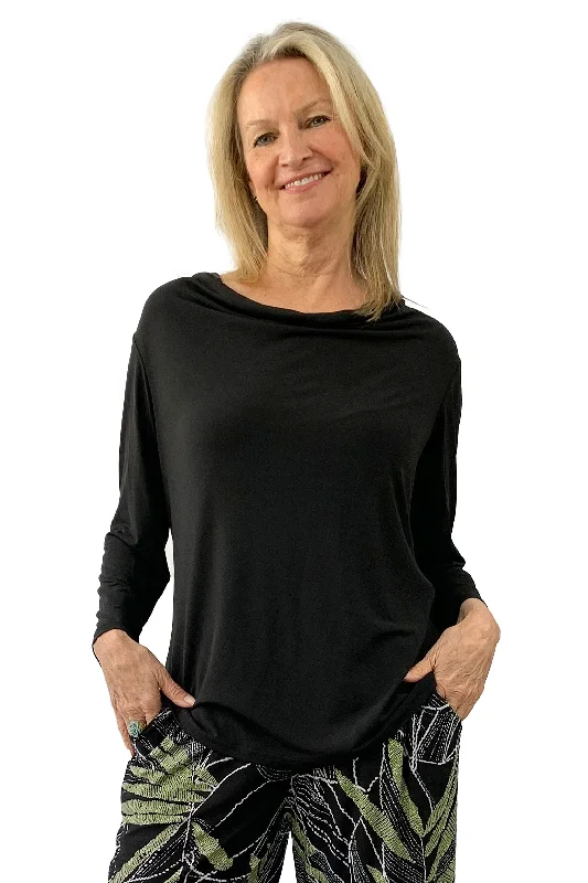 La Cera Solid Cowl Neck Top