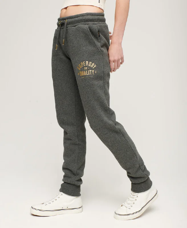 Luxe Metallic Logo Slim Joggers | Rich Charcoal Marle