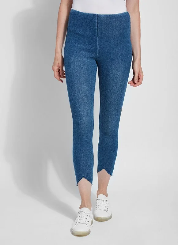 Lynette Scalloped Edge Denim Legging, Mid Wash