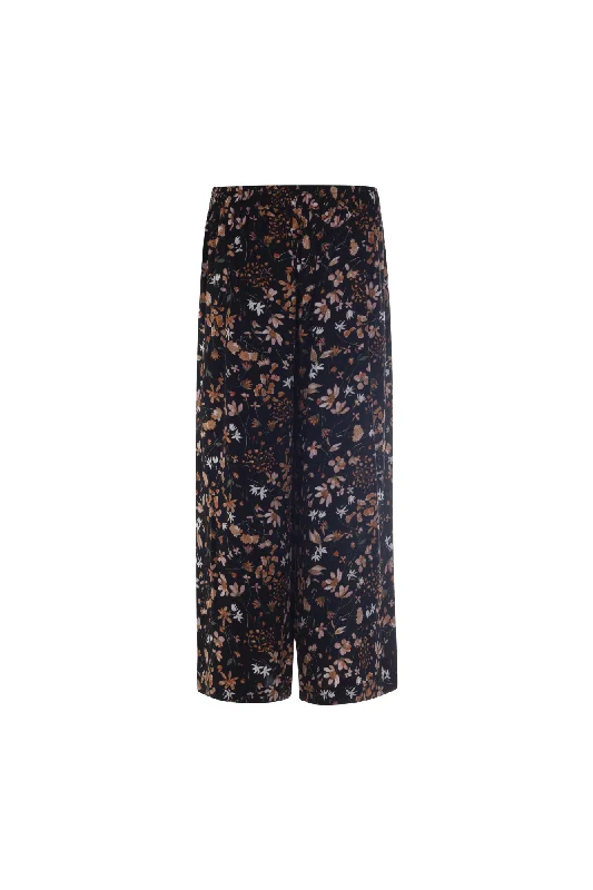 Printed Viscose Crop Pants | Orange Black Vine | 3366AR