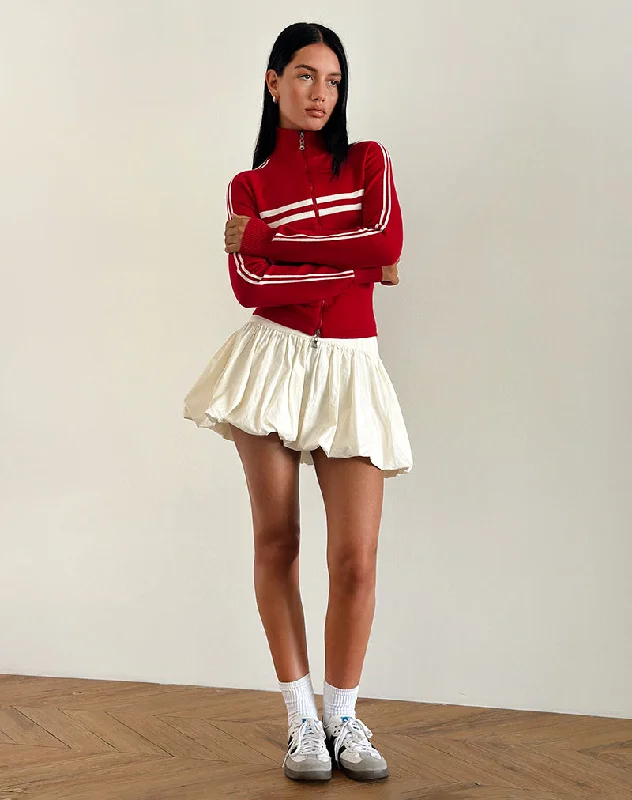 Talisa Zip Through Jacket in Red with White Stripe