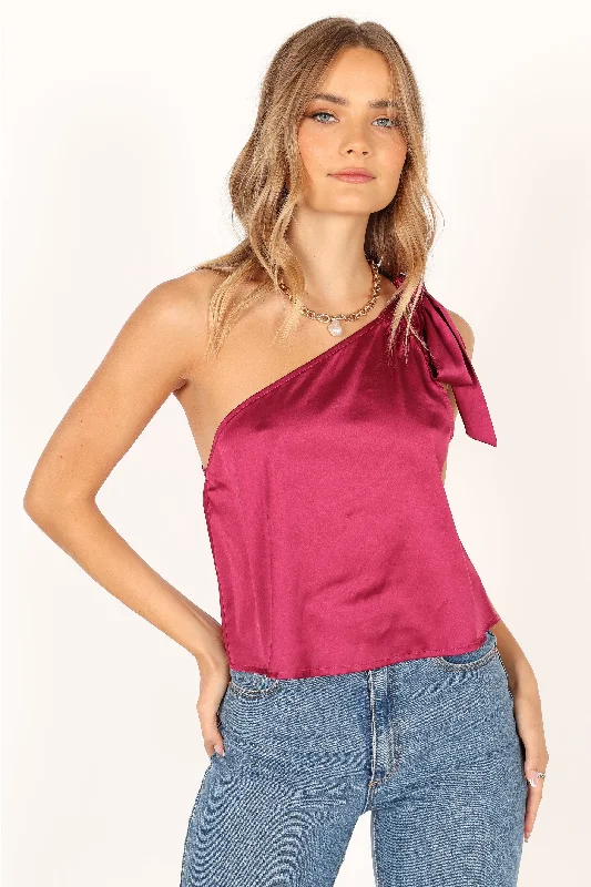 Audrey One Shoulder Top - Berry