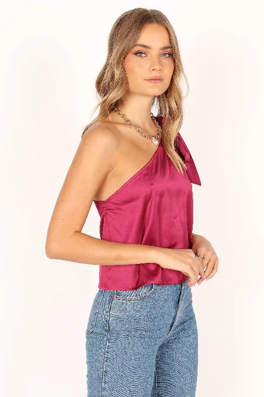 Audrey One Shoulder Top - Berry