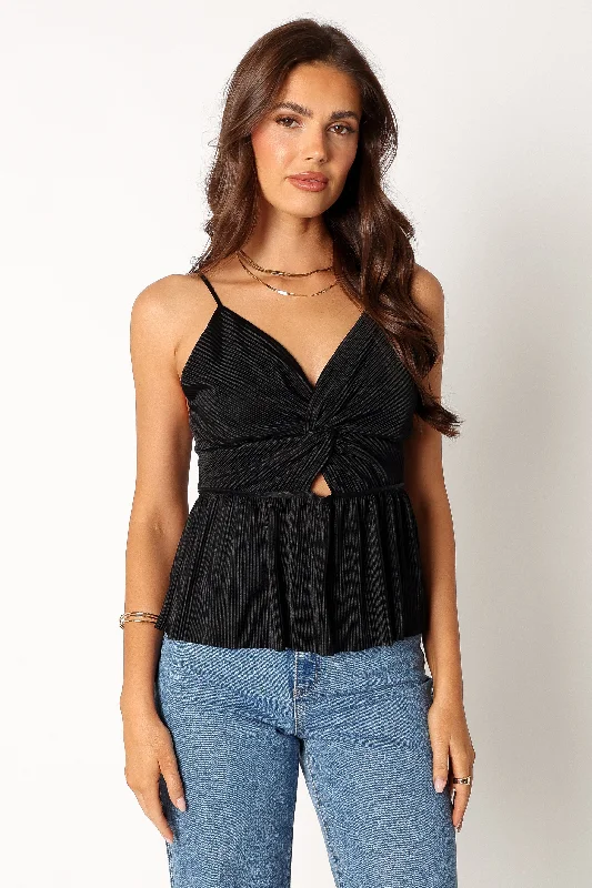 Rosalind Plisse Top - Black